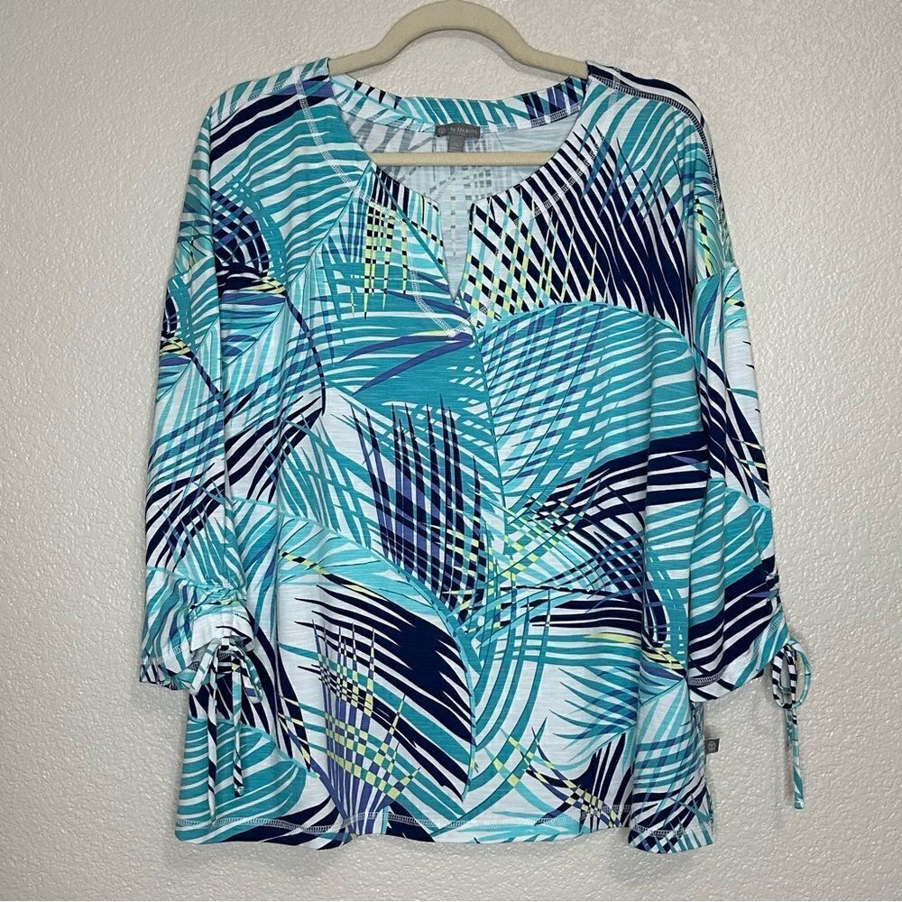 T byβTalbots Palm Print 3/4 Sleeves Top, Size XL